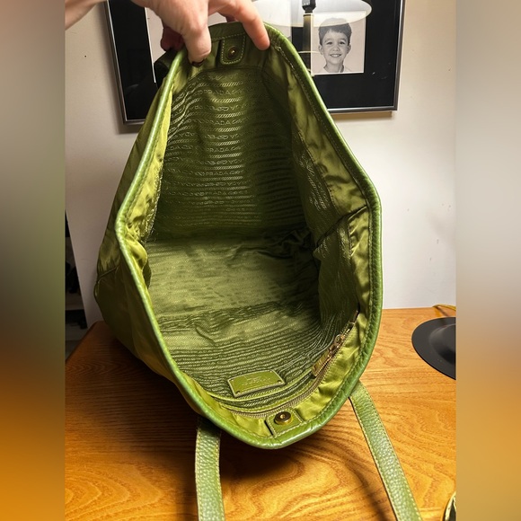 Prada Green Nylon Tote w/ Leather Trim - Picture 12 of 12